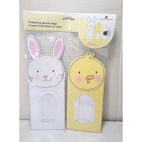 NEW American Greeting 4 Stand Up Easter Bunny Chick Goody Bags - Picture 1 of 6